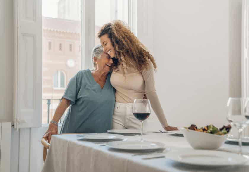 Women preparing the table for lunch